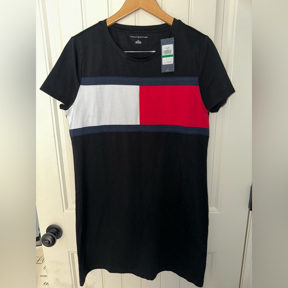 Tommy Hilfiger Black, Navy, White & Red Colorblock Tee Dress